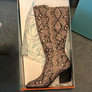 BareTraps Snakeskin Pattern Heeled Boots